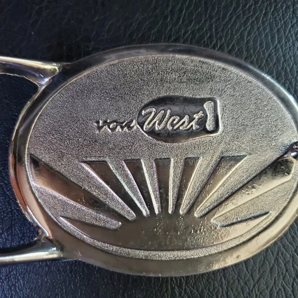 VON WEST Mallard Duck Belt Buckle Vintage Waterfowl Hunting Black Enamel